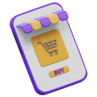 online shop 3d rendering icon illustration, png transparent background, shopping and retail