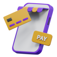 online payment 3d rendering icon illustration, png transparent background, shopping and retail