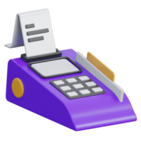pos terminal 3d rendering icon illustration, png transparent background, shopping and retail