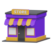 store 3d rendering icon illustration, png transparent background, shopping and retail