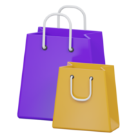 shopping bag 3d rendering icon illustration, png transparent background, shopping and retail