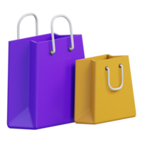 shopping bag 3d rendering icon illustration, png transparent background, shopping and retail