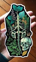 Bones and Botany Sticker Generative AI photo