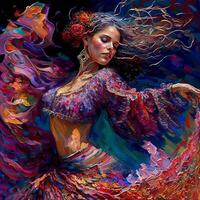 Spanish woman dancing extremely beautiful photo
