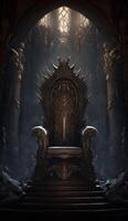 Majestic big throne in the castle of darkness villa photo