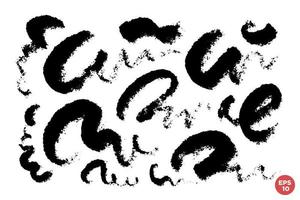 Ink brush drawn scribble vector set. Childish drawing. Hand draws calligraphy swirls. Curly brush strokes, scrawls as graphic design elements set.