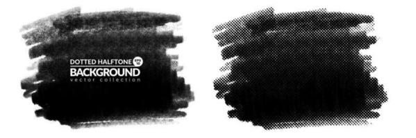 Vector big hand drawn brush strokes with dotted halftone effect. Monochrome design element. One color monochrome artistic hand drawn backgrounds.