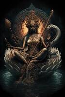 goddess saraswati digital art cosmic glowing image photo