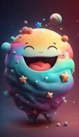 3d galaxy cute character colorful with funny smile photo