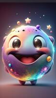 3D galaxy cute cartoon colorful character glitter photo