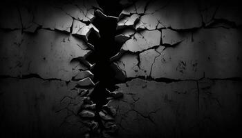 Black wall with cracks texture background image photo