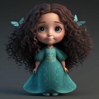 long curly hair girl wearing little fairy wings photo