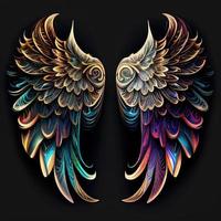 Mystical colorful smooth angel wings set photo