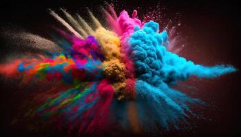 holi paint color powder explosion close up image photo