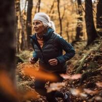 Older woman activity in nature. illustration photo