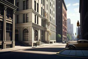 3D render of a street in downtown Chicago, Illinois, USA. photo