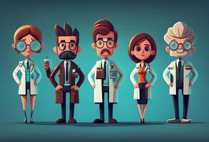 Group of doctors. illustration in cartoon style. Medical team. photo