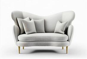 Comfortable leather sofa isolated on a white background. 3d render. photo