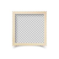 Old Square Photo Frame with Ornamental Edge. Retro Photo Blank with Shadow Isolated on White Background. Vector illustration