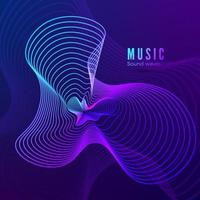 Music sound wave template. Blue and purple colors illustration for your album cover design. Abstract radial digital signal form. Vector