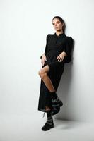 mujer brillante maquillaje negro Zapatos glamour ligero antecedentes foto