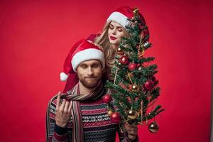 portrait of man and woman family holiday christmas decoration photo