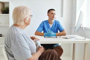 patient talking to doctor professional consultant photo