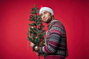 gracioso hombre Navidad sombrero fiesta Navidad árbol decoración foto