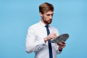 business man wads of money finance office entrepreneur photo