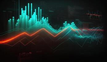 , stock market chart lines, financial graph on technology abstract background represent financial crisis, financial meltdown. Technology concept, trading market concept. photo