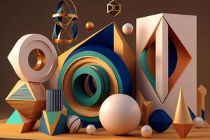 Abstract 3d rendering of geometric shapes. Modern background design for poster, cover, branding. photo