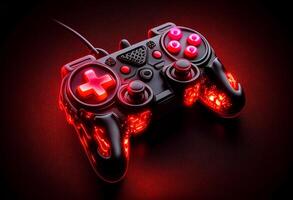 video game controller glowing lights. 3d rendering toned image photo