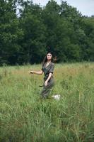 woman outdoors Walk across the field travel fresh air photo