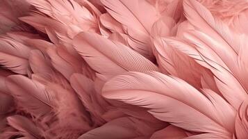 , Beautiful light pink closeup feathers, photorealistic background. Small fluffy pink feathers randomly scattered forming photo
