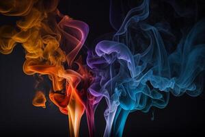 Colorful smoke on the black background. Abstract background for design. photo