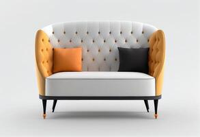 Comfortable leather sofa isolated on a white background. 3d render. photo