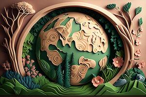 image of the planet Earth. paper art photo