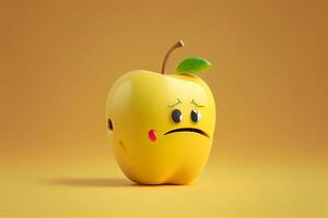 Funny apple with eyes and mouth, 3d illustration photo