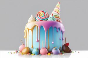 Happy birthday cake generative ai photo