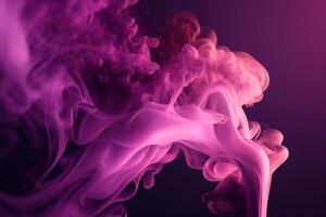 Purple and pink smoke isolated on black background. Abstract background. photo