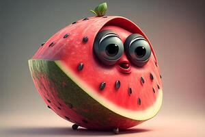 Funny watermelon character with big eyes photo