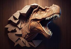 Tyrannosaurus Rex in the cave. 3D illustration. photo