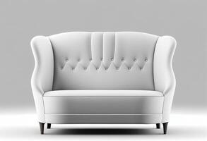 cómodo cuero sofá aislado en un blanco antecedentes. 3d prestar. generativo ai foto