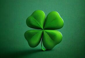 Clover leaf on green background. St. Patrick's day concept 3d render photo