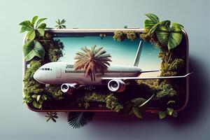 Travel around the world concept. 3d rendering toned image double exposure photo