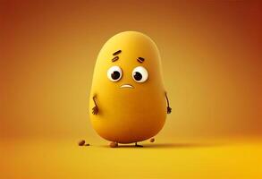 Funny potato cartoon on a yellow background. 3d rendering, 3d illustration. photo