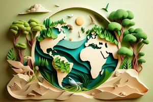 image of the planet Earth. paper art photo