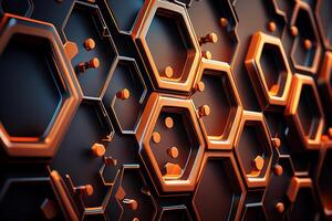 Abstract 3d rendering of hexagon shape. Futuristic background. photo