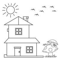 House Coloring Page For Kids vector