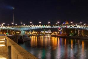 view on Patriarshy Bridge in Moscow at night photo